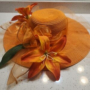 Elegant Orange Floral Women's Hat